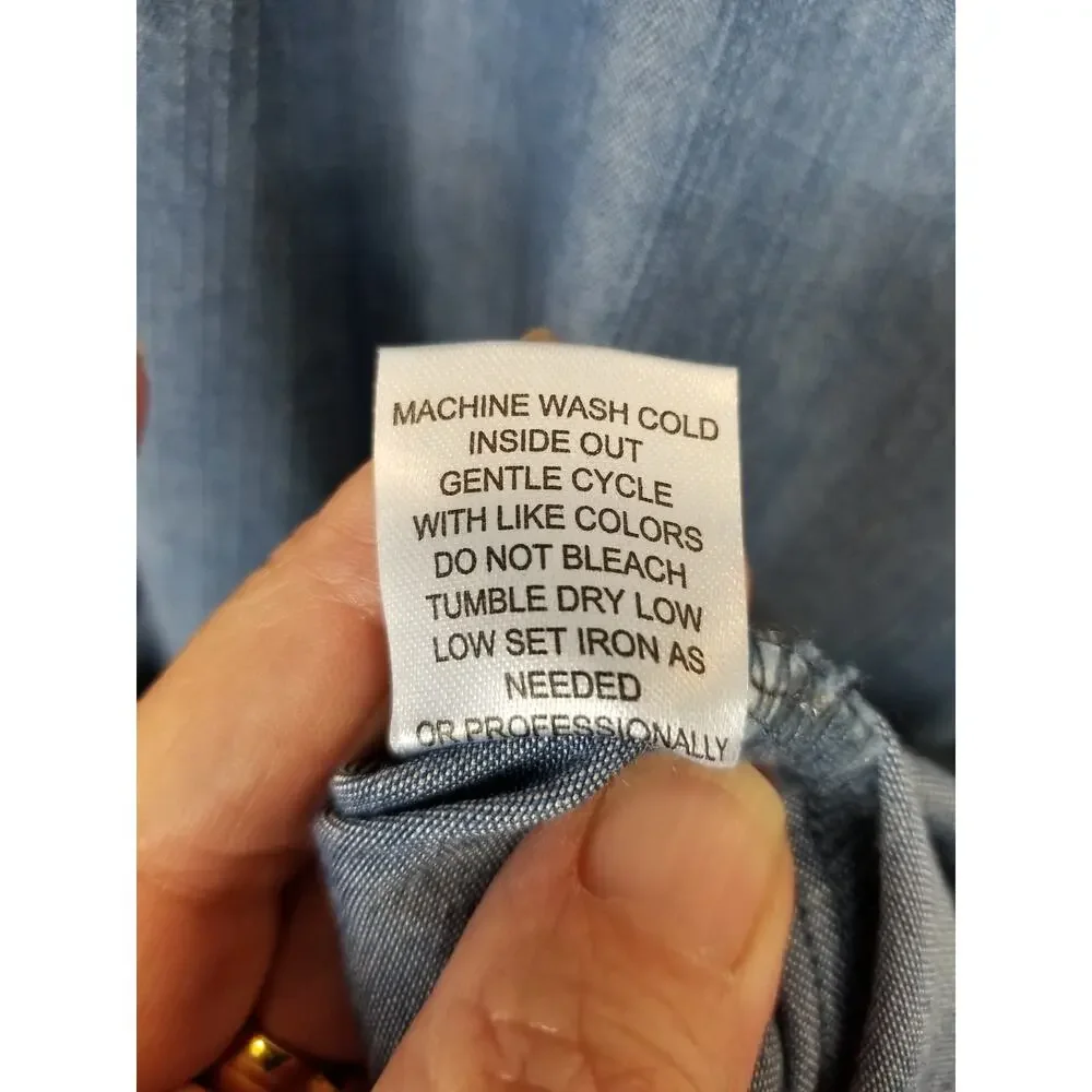 Hester & Orchard NWT 100% Tencel Chambray Blue V-Neck Button Up Shirt Tunic 1X - Picture 11 of 11